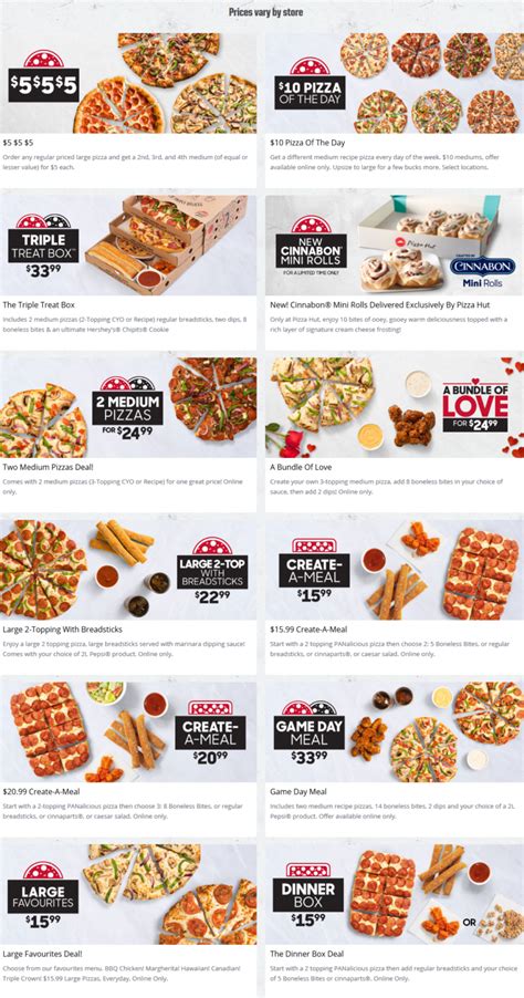 Pizza Hut Menu, Pizza Deals - $5 Medium Pizza or $10 Pizza Deal