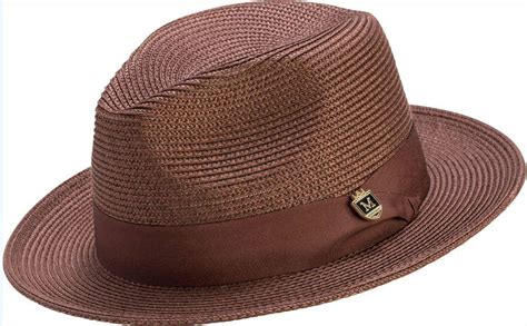 Montique H-42 Mens Straw Fedora Hat Brown - Abby Fashions