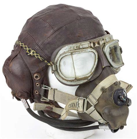 R.A.F. LEATHER FLIGHT HELMET, GOGGLES AND MASK