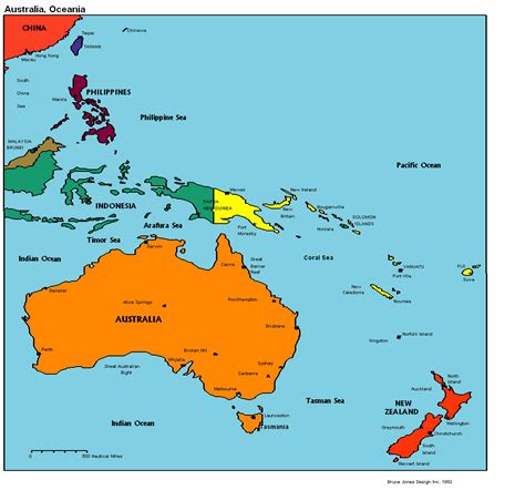 Political map of Australia and Oceania. Australia and Oceania political ...