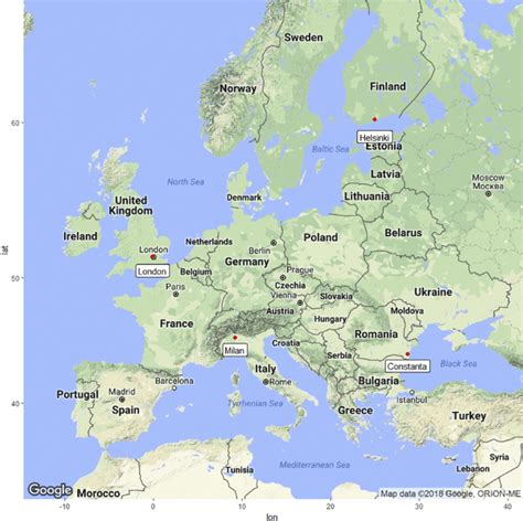 Map Of Europe With Cities And Towns