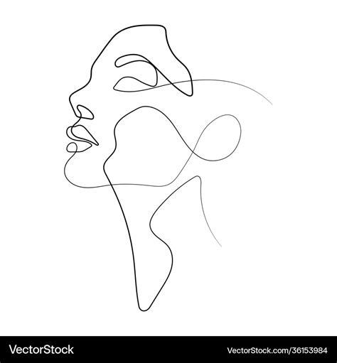 Beautiful female face line art drawing Royalty Free Vector