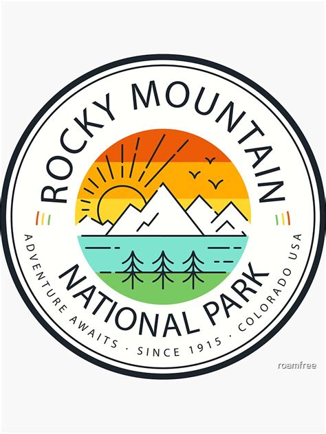 "Rocky Mountain National Park Retro Mountain Sticker" Sticker for Sale ...