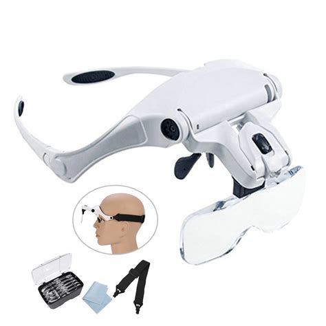 Lighted Head Magnifying Glasses Headset with Light Headband Magnifier ...