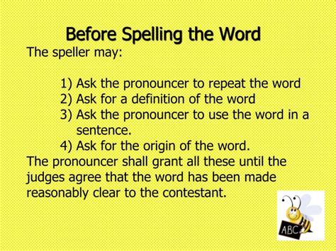 PPT - Spelling Bee Rules PowerPoint Presentation - ID:5244968