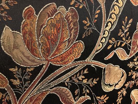 SWATCH Designer Brocade Satin Fabric- Black Floral - Damask- Upholster ...