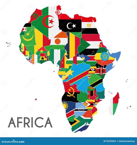 Vector Political Map Of Africa With All Country Flags Stock Vector Art ...