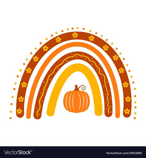 Autumn rainbow cute fall or thanksgiving clipart Vector Image