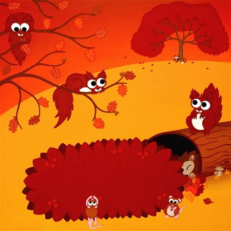 Autumn Animals 12" Print - seasonal landsc... - Folksy