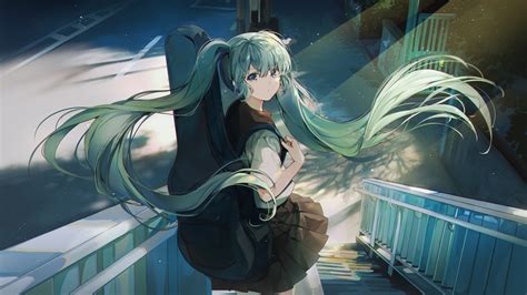 1920x1080 Resolution Green hair Hatsune Miku Vocaloid 1080P Laptop Full ...