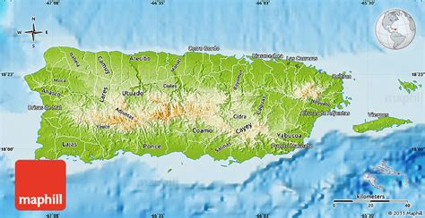 Physical Map of Puerto Rico