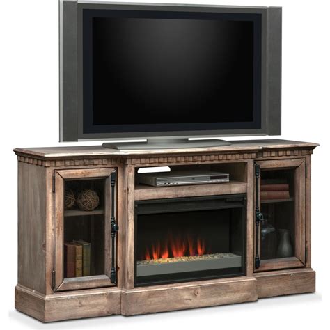 Claridge 64" Contemporary Fireplace TV Stand - Gray | Value City Furniture