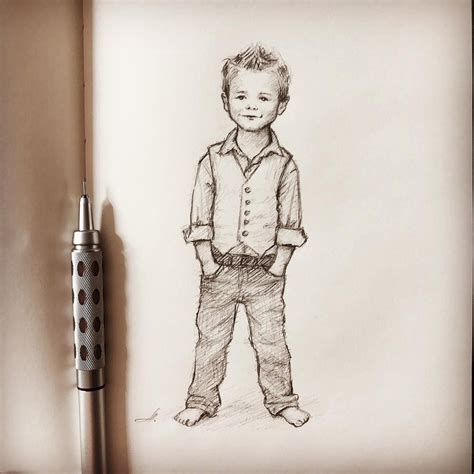 Anna Abramskaya on Instagram: “Little boy drawing. Quick sketch. # ...