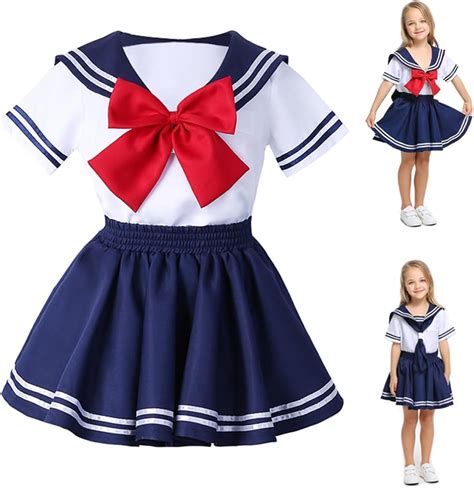 Amazon.com: Anime Kids Girl's Japan School Uniform Sailor Dress ...