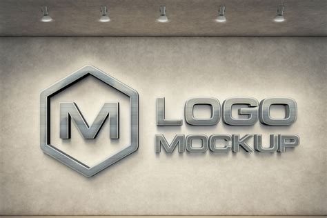 7 logo mockups, 3d wall mock up