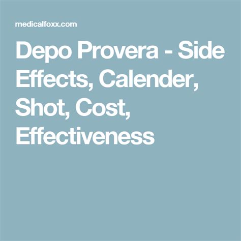 Depo Provera - Side Effects, Calender, Shot, Cost, Effectiveness