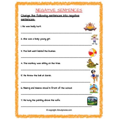 English Negative Sentences Worksheet 5 Grade 2 - EStudyNotes