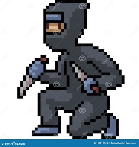 Vector pixel art ninja stock vector. Illustration of ninja - 160212640