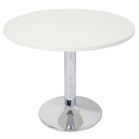 Rapidline Chrome Base Meeting Table 600mm Round White | Officeworks