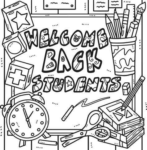 Back To School Welcome Back Students Coloring Page 21516549 Vector Art ...