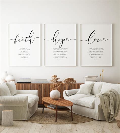 Faith Hope Love Bible Verse Wall Art Set of 3 Prints ESV | Etsy