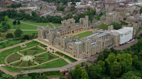 5.5K stock footage aerial video of orbiting Windsor Castle and East ...