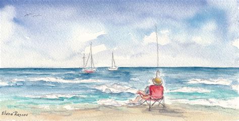 How to paint an ocean scene in watercolor on line zoom class 2021. (no ...