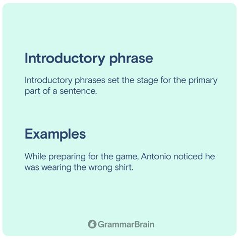 Introductory Phrases (Prepositional, Commas, Examples) | GrammarBrain