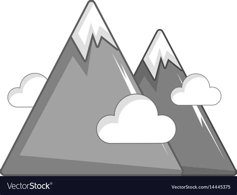 Snowy mountains icon cartoon style Royalty Free Vector Image