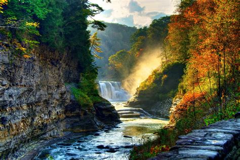 Landscape, Nature, Tree, Forest, Woods, Autumn, River, Waterfall - The ...