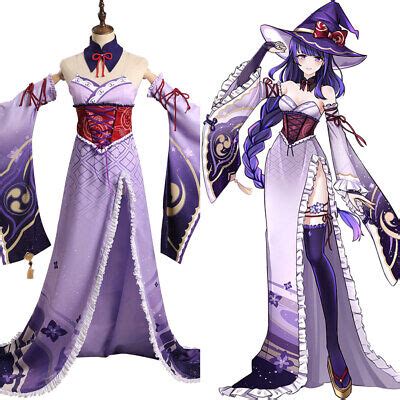 GENSHIN IMPACT RAIDEN Shogun Cosplay Witch Dress Outfits Halloween ...