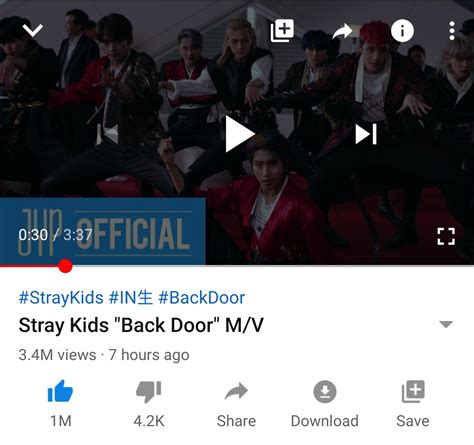 200915 Stray Kids "Back Door" MV has reached 1M likes in just 7 hours ...