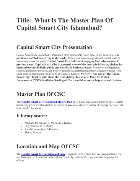 What Is The Master Plan Of Capital Smart City Islamabad.pdf | DocDroid