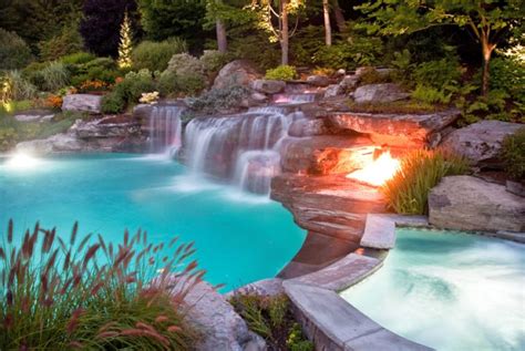 20 Exquisite Waterfalls Designs for Pools Inground