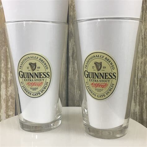 Lot of 2 Guinness Extra Stout Beer Glasses Pint Glass 16 OZ - Other