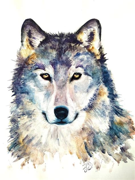 Wolf Wild Animals Watercolor Painting by Elena Nizhegorodova | Saatchi Art