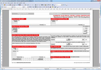 Domestic Electrical Installation Certificate - Downloadable Electrical ...