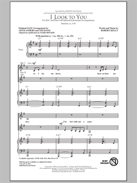 I Look To You | Sheet Music Direct