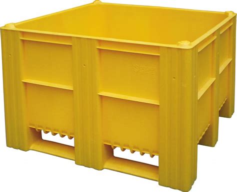 Plastic Box Pallet 1200x1000x740 , 620L yellow solid | - Genteso BV