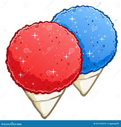 Red Cherry and Blue Raspberry Snow Cone Vector Cartoons Stock Vector ...