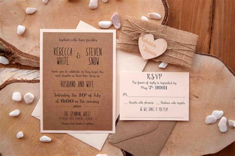 Rustic Wedding Invitation With Wood Heart, Wood Rustic Invites