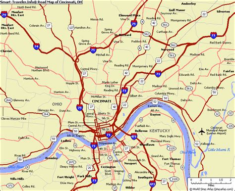 Map of Cincinnati Ohio - TravelsMaps.Com