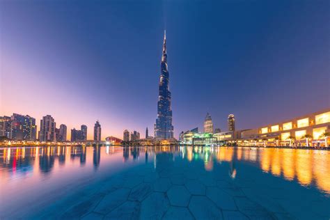 Download Reflection United Arab Emirates Dubai Night Skyscraper ...