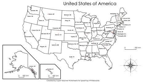 Usa Map With States And Capitals Printable