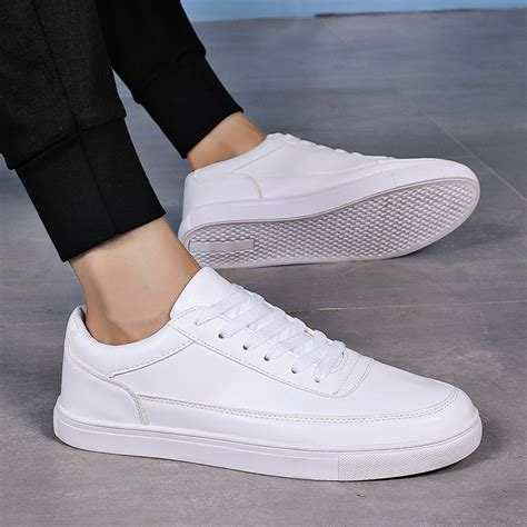 white canvas shoes men's white shoes men's shoes white shoe men flat ...