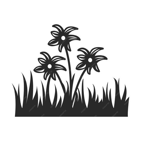 Premium Vector | Flowers in grass vector silhouette