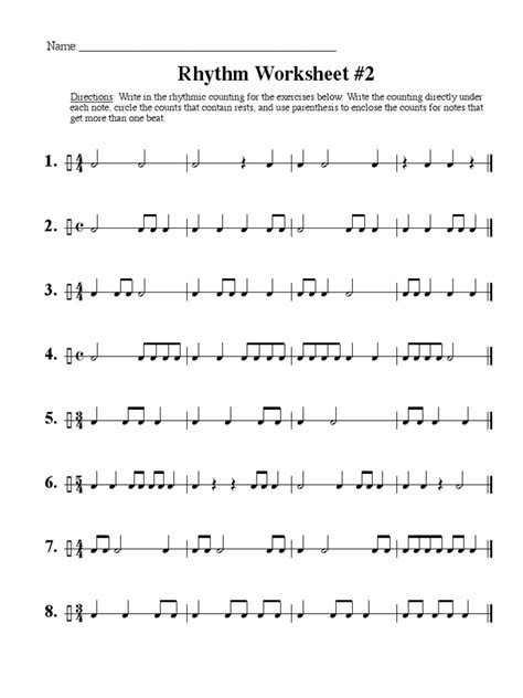 Rhythm Worksheet 2