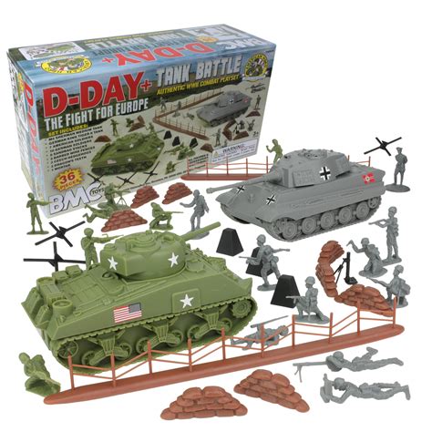 BMC WW2 D-Day Tank Battle - 36pc Plastic Army Men Playset - Walmart.com