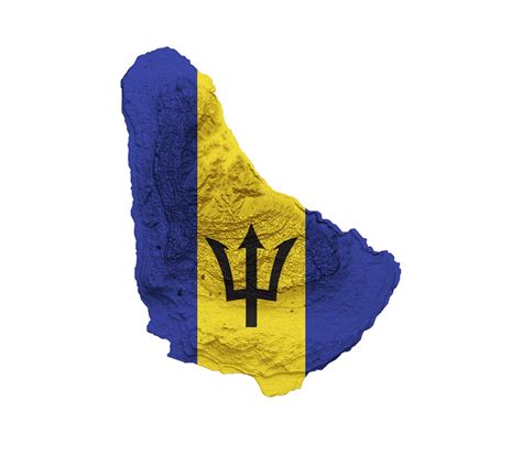 Barbados map with the flag Colors blue and yellow Shaded relief map 3d ...