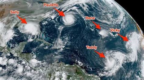 A shocking image from space shows a record 5 tropical cyclones in the ...